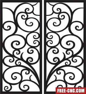 Decorative wall screen door floral partition panel pattern - Free dxf for laser cutting and plasma