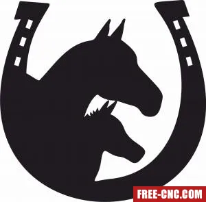 Horse scene horseshoe sign - Download free dxf for cnc plasma cutting