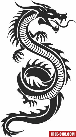 Tribal dragon clipart - Free dxf download