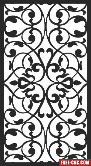 Decorative wall floral door panel - Free dxf for laser cutting and plasma
