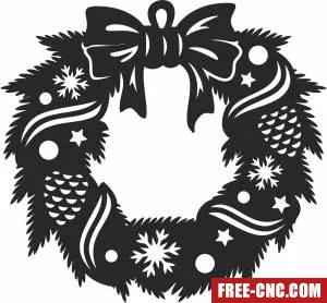 Wreath christmas cliparts decor - Free dxf for laser cutting and plasma