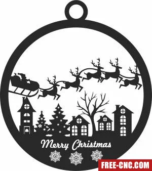 Merry christmas santa ornament - Free dxf download