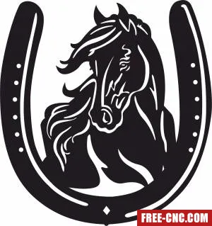 Horse and horseshoe sign - Free dxf files ready to cut