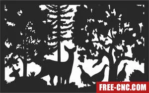 Deer peacock scene forest art - Download free dxf for cnc plasma cutting