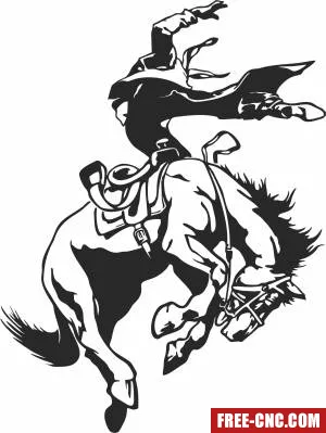 Saddle bronc horse rider clipart - Free dxf files ready to cut