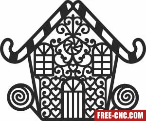 Christmas house clipart - Free dxf files ready to cut