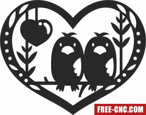 Birds on heart clipart - Download free dxf for cnc plasma cutting