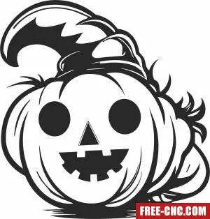 Halloween pumpkin with hat - Free dxf download