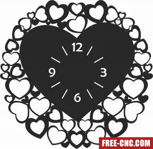 Heart wall clock vinyl - Free dxf for laser cutting and plasma