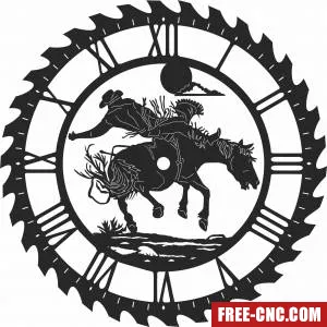 Cowboy sceen saw wall clock - Free dxf download