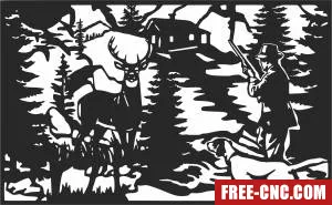 Deer scene forest art - Free dxf files ready to cut