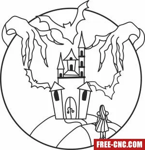 Haunted house halloween clipart - Free dxf for laser cutting and plasma