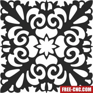 Floral mandala pattern decor - Free dxf download