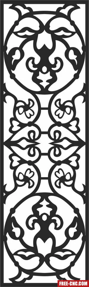 Decorative floral pattern screen door - Free dxf download