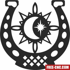 Horse shoe with sun and star - Download free dxf for cnc plasma cutting