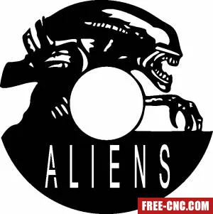 Aliens wall vinyl clock - free dxf download