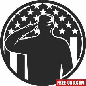 Veterans day soldier with usa flag sign - Download free dxf for cnc plasma cutting