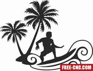 Surfing man wall decor - Download free dxf for cnc plasma cutting