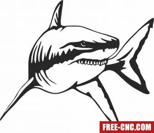 Shark wall design fish clipart - Free dxf files ready to cut