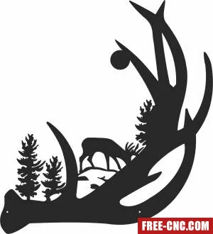 Deer antler scene art - Free dxf for laser cutting and plasma