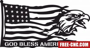 God bless america eagle flag - free dxf download