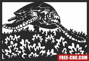 Sea turtle wildlife wall art - Free dxf for laser cutting and plasma