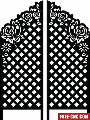 Gate door floral pattern - free dxf download
