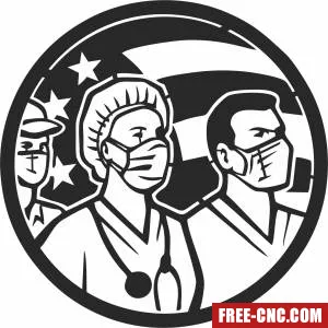 American healthcare worker heroes usa flag sign - Free dxf for laser cutting and plasma