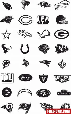 32 nfl logos team american football - free dxf download