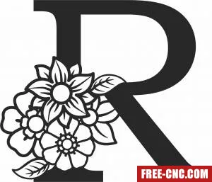 Monogram letter r with flowers - Free dxf files ready to cut Monogram letter r with flowers - Free dxf files ready to cut