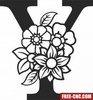 Monogram letter y with flowers - Free dxf download Monogram letter y with flowers - Free dxf download