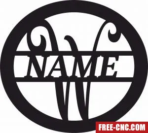 W letter name monogram - Free dxf for laser cutting and plasma