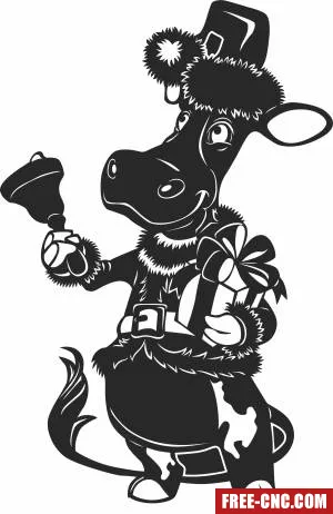 Christmas cow clipart - Free dxf files ready to cut