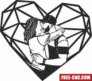 Heart couple kissing wall decor - Free dxf for laser cutting and plasma