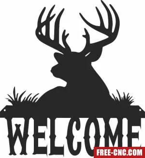 Welcome deer sign wall art - free dxf download