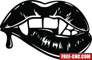 Vampire biting lips with blood - free dxf download