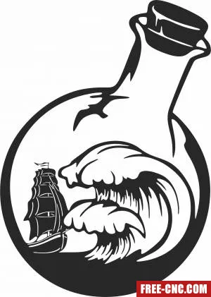 Ship in bottle art - Free dxf download