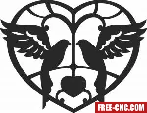 Birds on heart clipart - Download free dxf for cnc plasma cutting