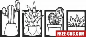 Cactus succulents plant pot - Free dxf for laser cutting and plasma