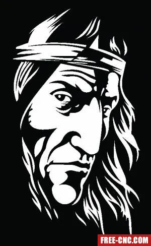 Old indian face - free dxf download