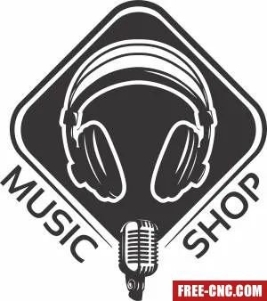 Music shop logo sign - Download free dxf for cnc plasma cutting