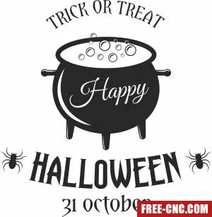 Halloween kettle trick or treat spider clipart - Download free dxf for cnc plasma cutting