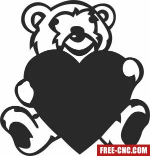 Bear with heart clipart - Free dxf download