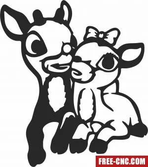 Deers love couple - Free dxf for laser cutting and plasma