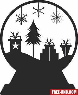Christmas globe clipart - Free dxf files ready to cut