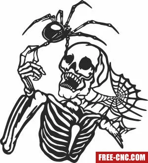 Spider skull scary clipart - Free dxf files ready to cut