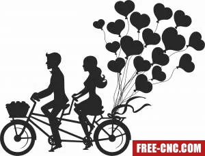 Couple on tandem bike - Free dxf download