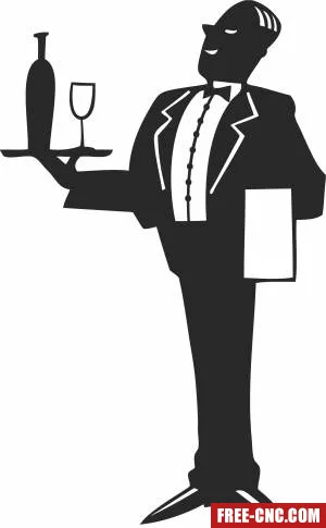 Waiter clipart - Free dxf for laser cutting and plasma