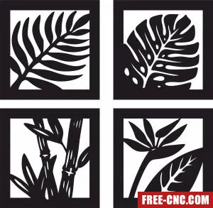 Palm leaves leaf artwork wall art - Free dxf files ready to cut