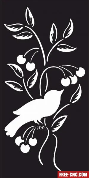 Decorative screen panel with bird - free dxf download